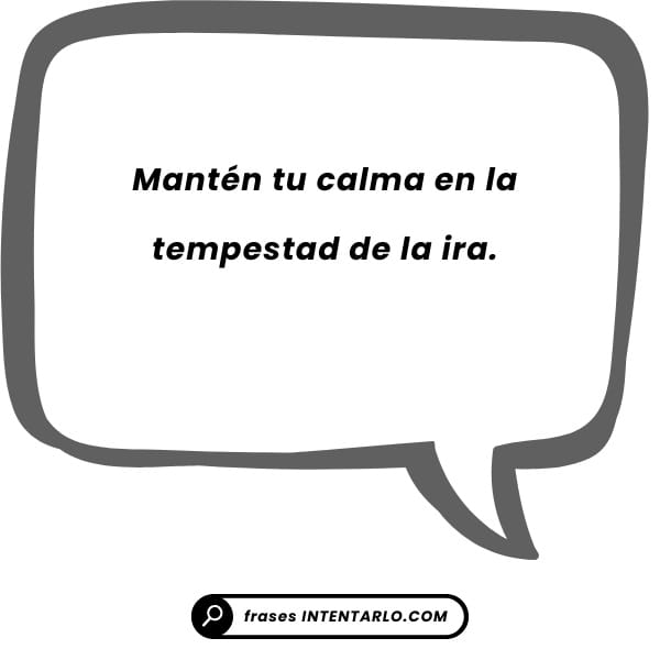 Texto que dice: 'Mantén tu calma en la tempestad de la ira.'