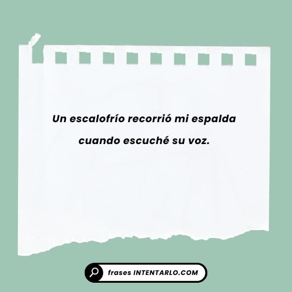 Frases sobre la incomunicación y la incompatibilidad Un trozo de papel rasgado con una cita en español que dice: 'Un escalofrío recorrió mi espalda cuando escuché su voz'.