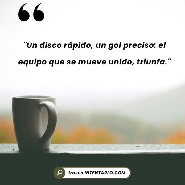 Cita motivacional sobre la disciplina y el trabajo en equipo en el hockey, con una vista de la pista.