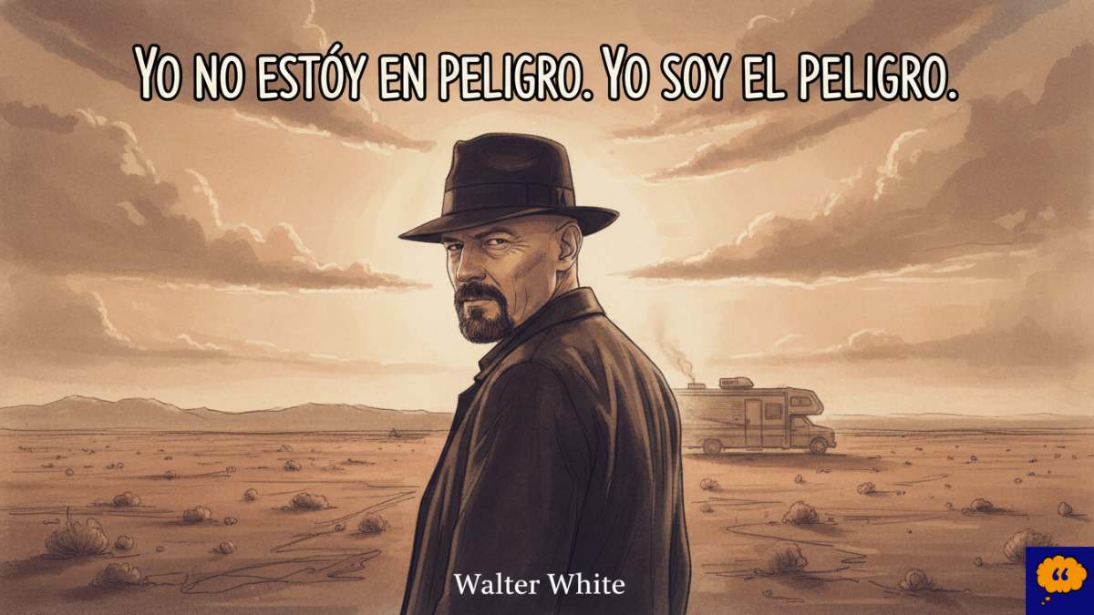 Ilustración melancólica de Heisenberg en el desierto de Albuquerque con tono sepia