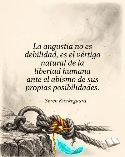 Acantilado y pluma con text filosofico