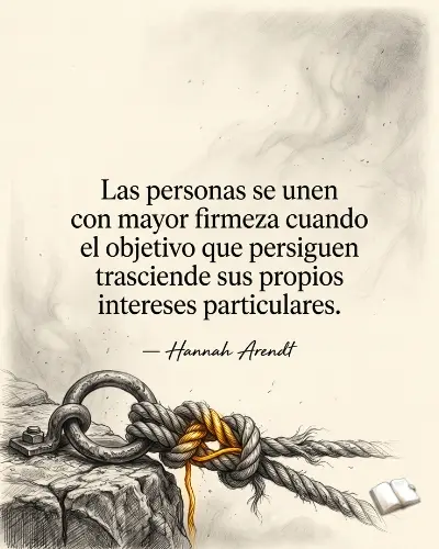Cuerdas anudadas con texto central sobre el compañerismo
