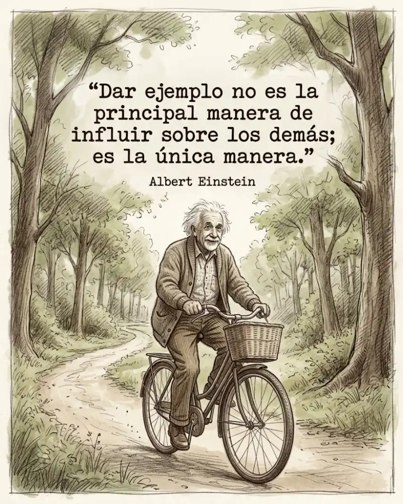 Albert Einstein en bicicleta: Dar ejemplo no es la principal manera de influir sobre los demás; es la única manera.