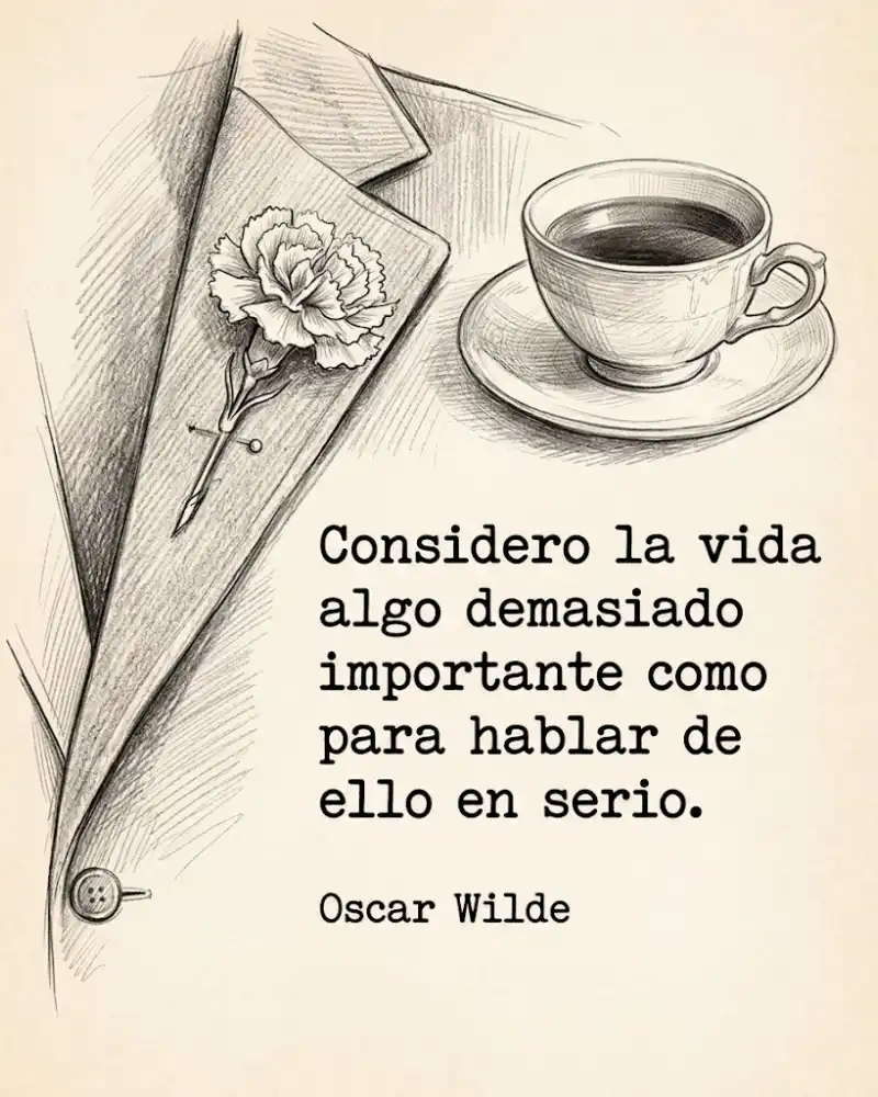 Considero la vida algo demasiado importante como para hablar de ello en serio, Oscar Wilde, con clavel en la solapa y té